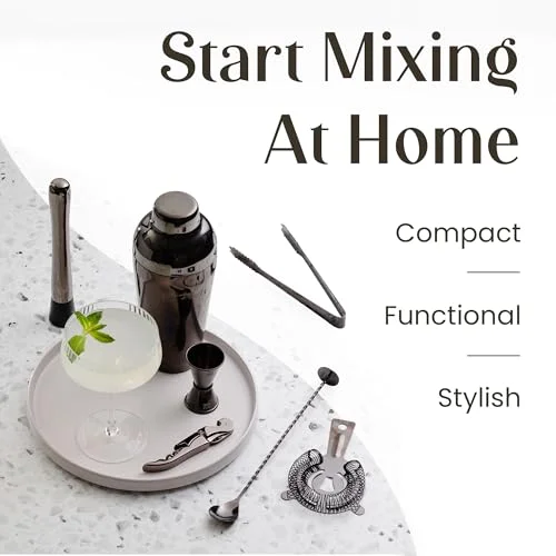 Mixology & Craft Cocktail Shaker Set with Bamboo Stand - Professional 10-Piece Bartender Kit - Complete Bar Set & Cocktail Mixer Kit for Home (Gun-Metal) — 2