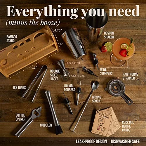 Mixology & Craft Bartender Kit - 13 Piece Set Including Stainless Steel Cocktail Making with Bar Stand & Boston Shaker, Perfect for Drink Mixing at Home, Plus Exclusive Recipe Cards — 2