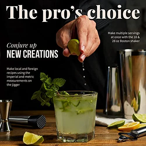 Mixology & Craft Bartender Kit - 13 Piece Set Including Stainless Steel Cocktail Making with Bar Stand & Boston Shaker, Perfect for Drink Mixing at Home, Plus Exclusive Recipe Cards — 3