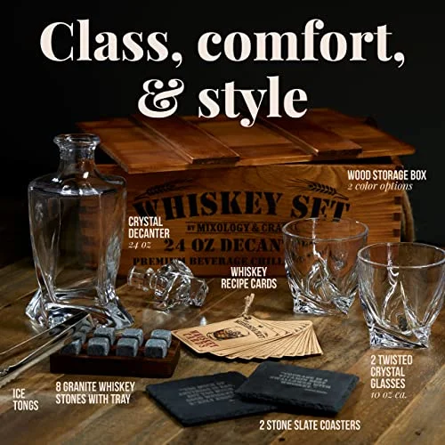Mixology & Craft Whiskey Decanter & Glasses Set, 17PC - Ideal Gift for Men — 4