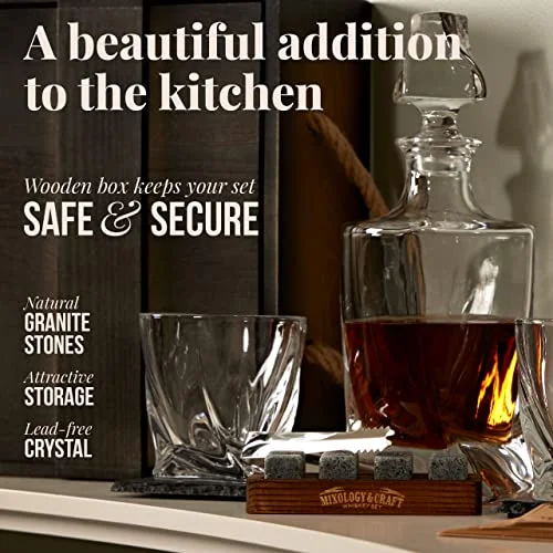 Mixology & Craft Whiskey Decanter & Glasses Set, 17PC - Ideal Gift for Men — 5
